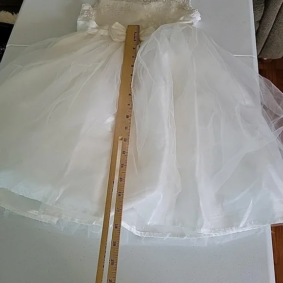 Tahari Girl Tea Length Flower Girl Dress 6X White Embroidered Lace Tulle Wedding - Picture 12 of 14